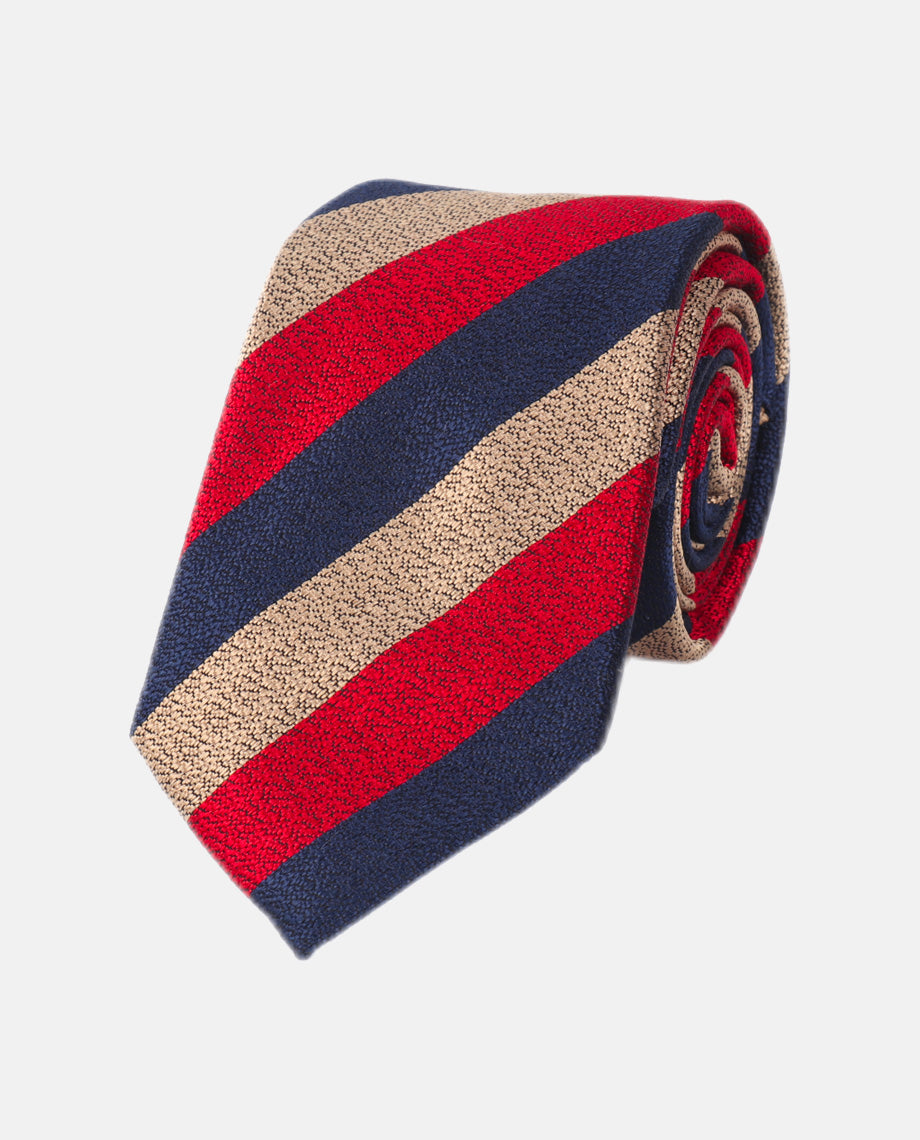 Orange Stripe on Blue Textured Tie
