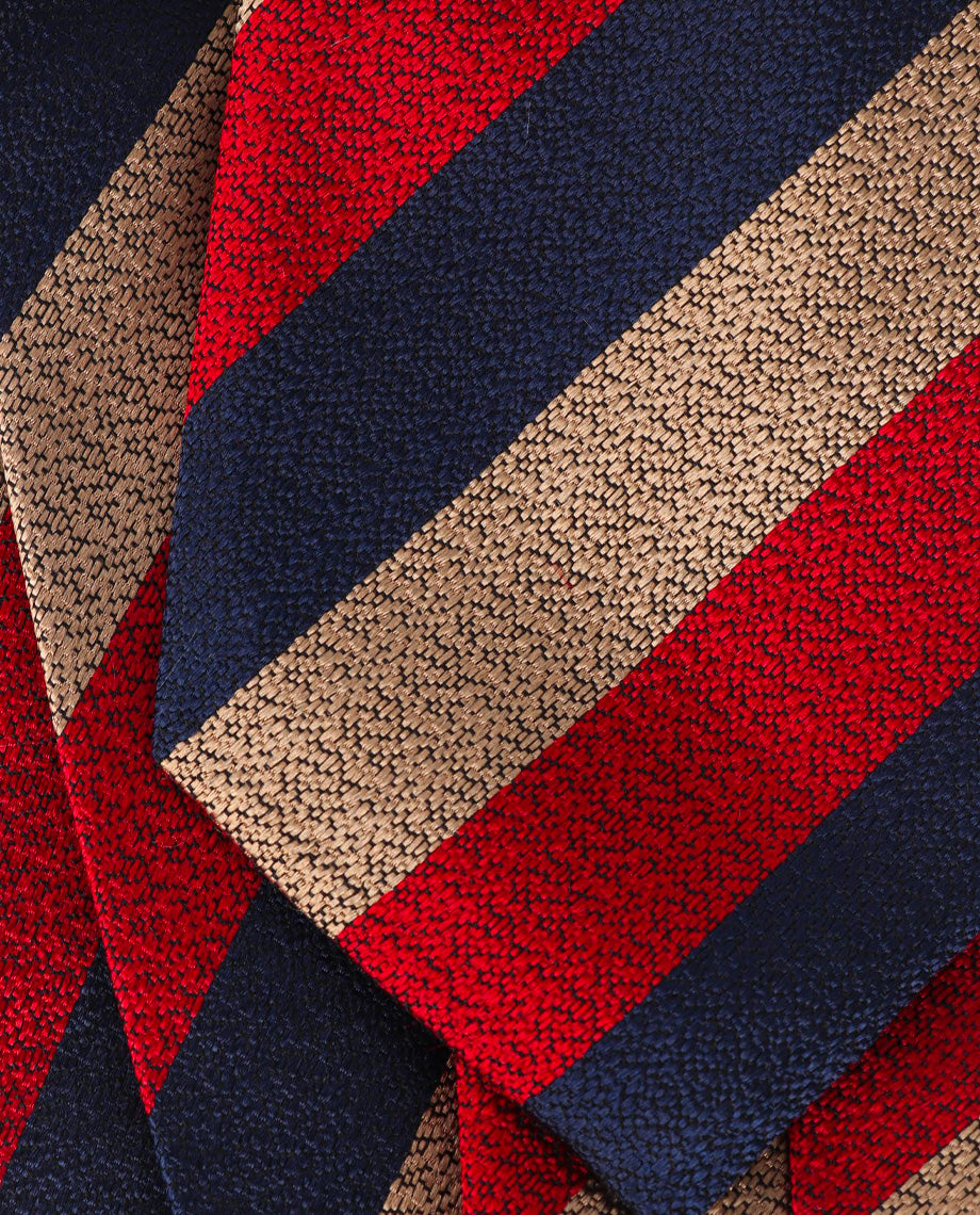 Orange Stripe on Blue Textured Tie