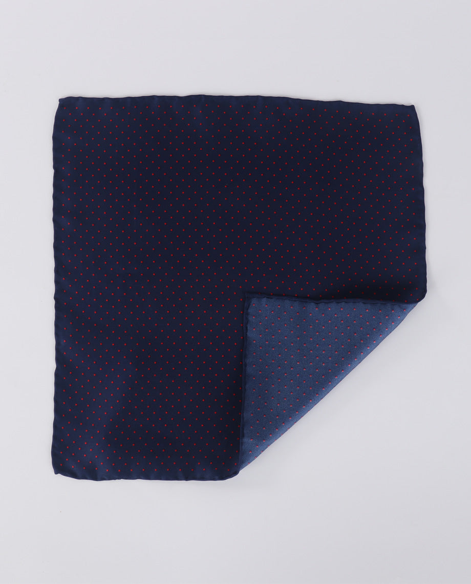 Red Polkadots on Blue Handkerchief