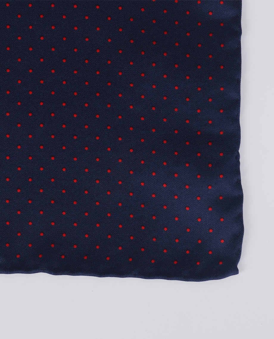 Red Polkadots on Blue Handkerchief