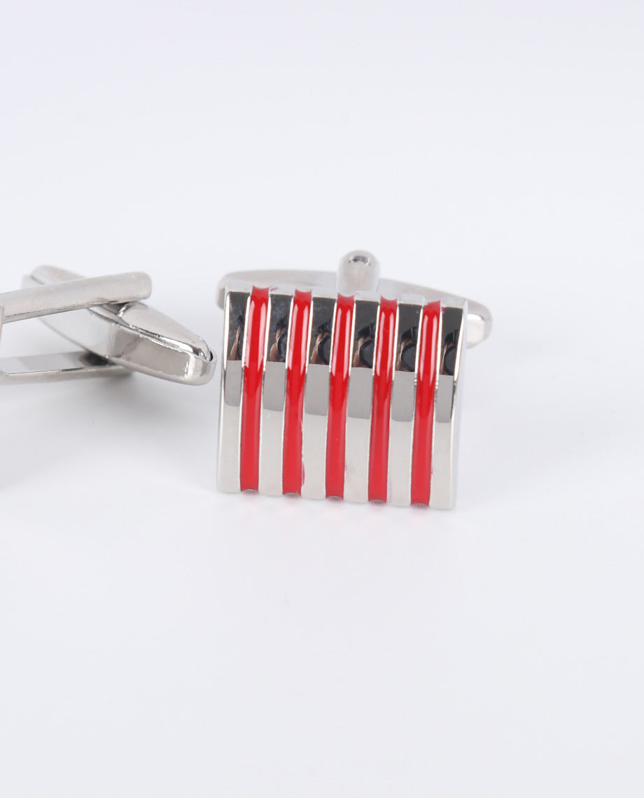 Red Silver Cufflinks