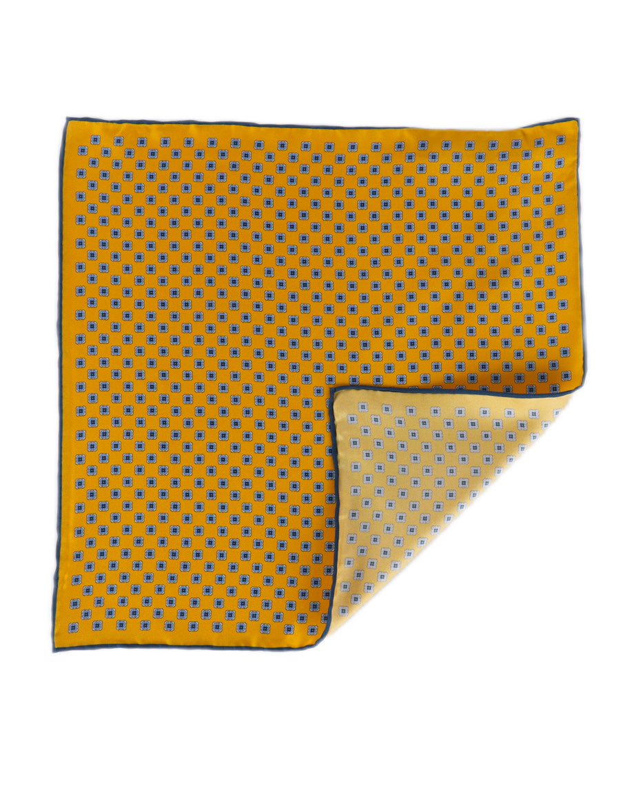 Blue Squares on Beige Handkerchief