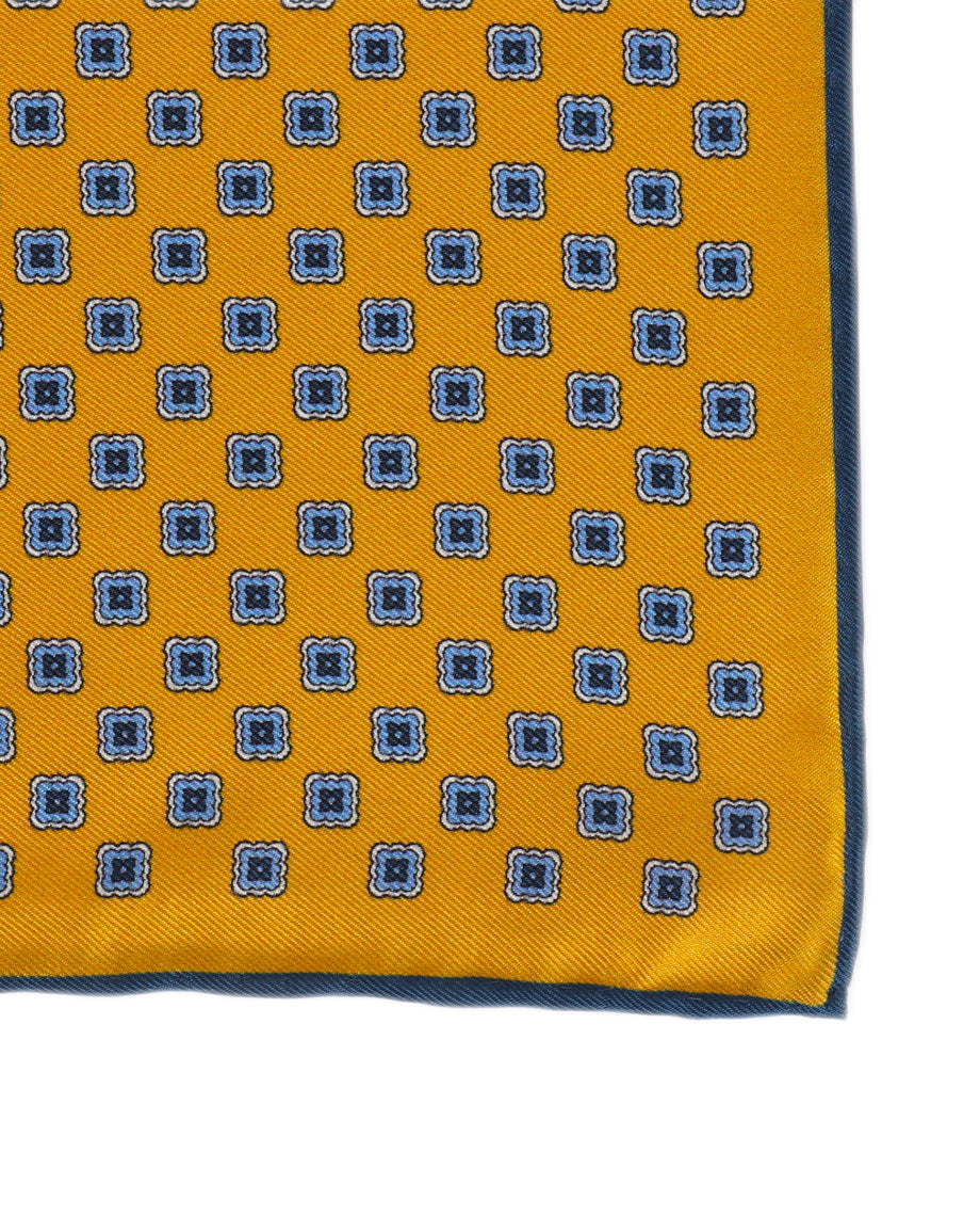 Blue Squares on Beige Handkerchief