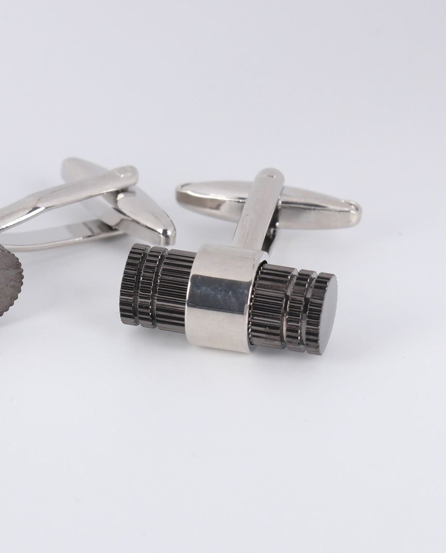 Silver Metal Cylinder Cufflinks