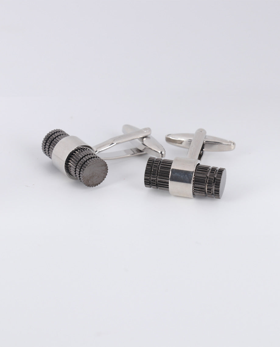 Silver Metal Cylinder Cufflinks