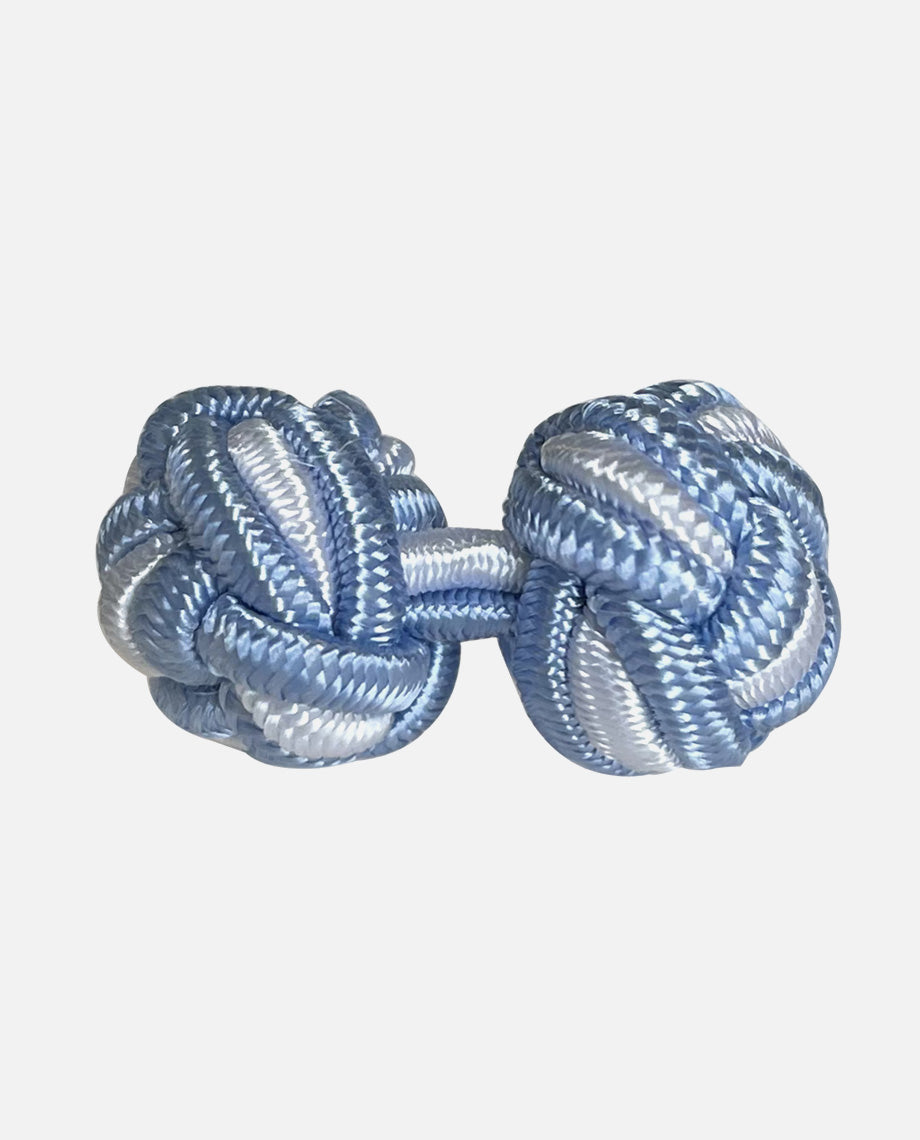 Sky Blue and White Silk Knots