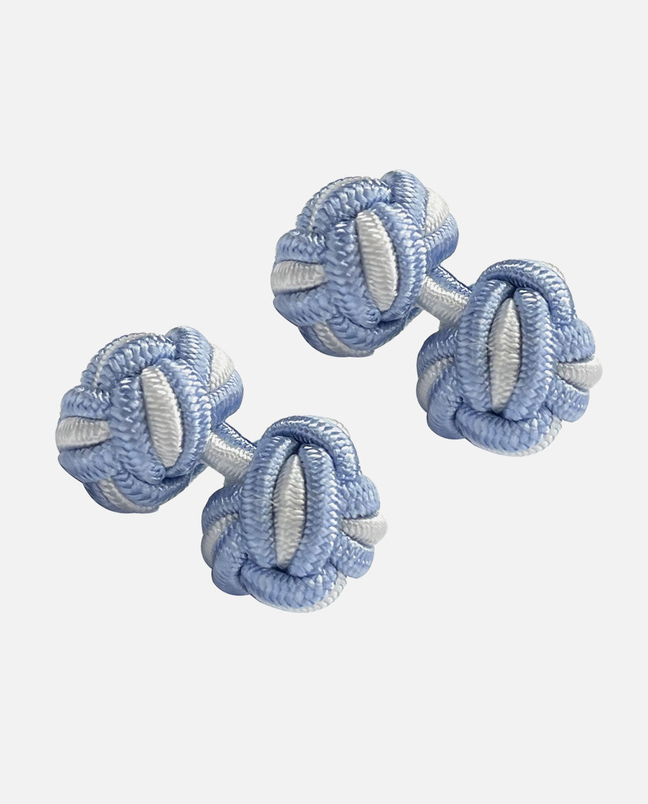 Sky Blue and White Silk Knots