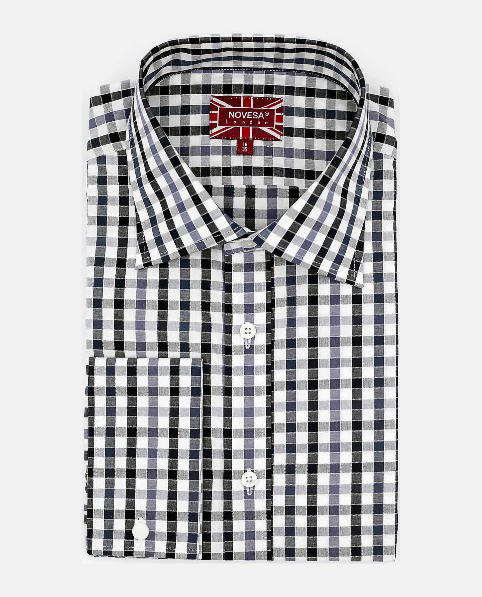 Black Silver Windowpane Shirt