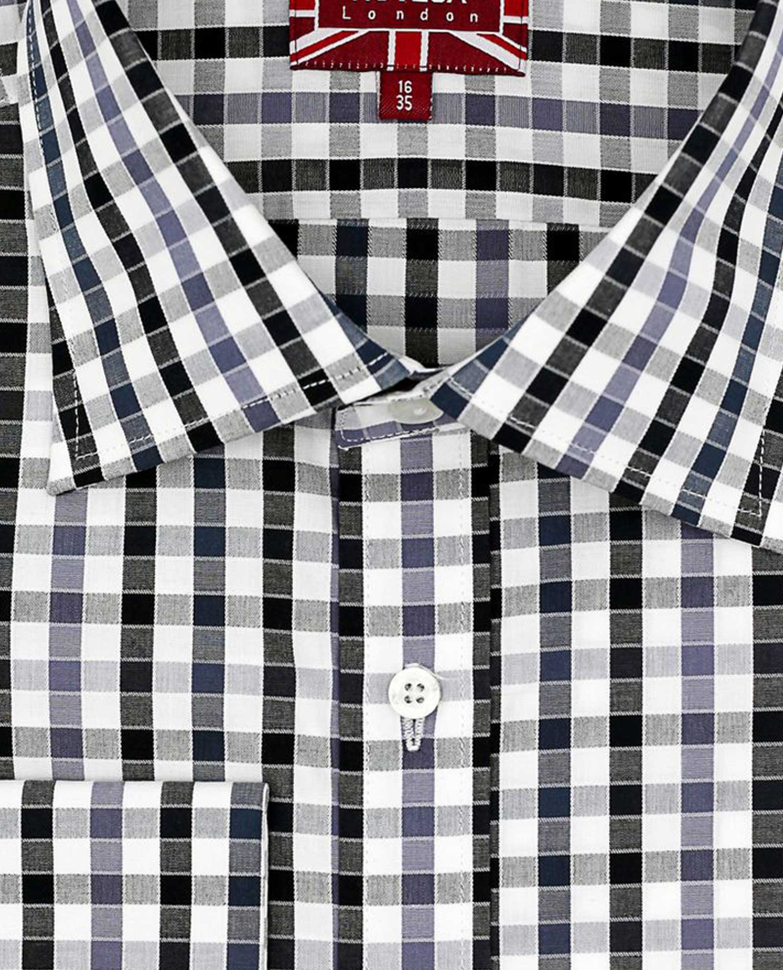 Black Silver Windowpane Shirt