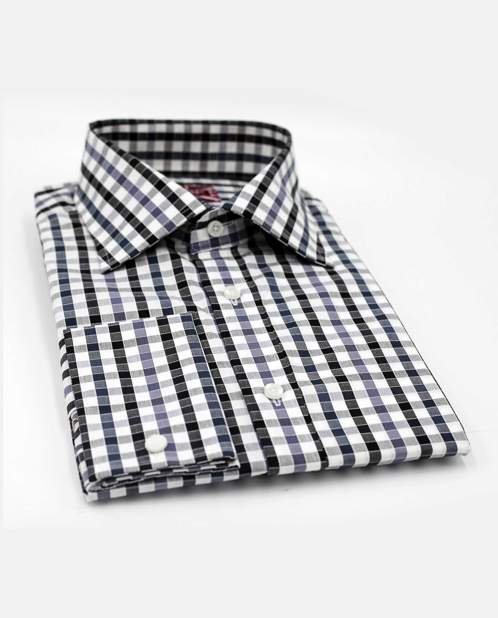 Black Silver Windowpane Shirt