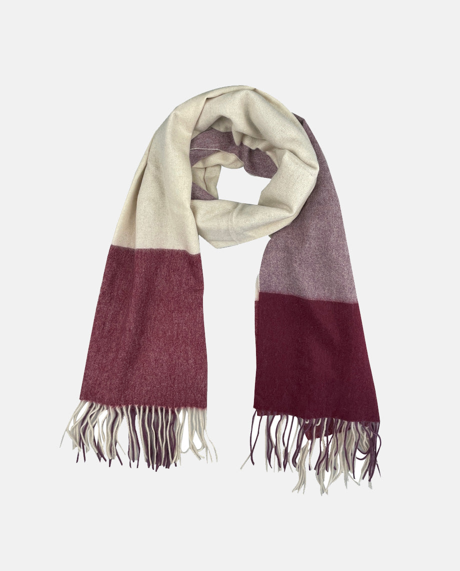 Wine & Cream Cashmere Scarf