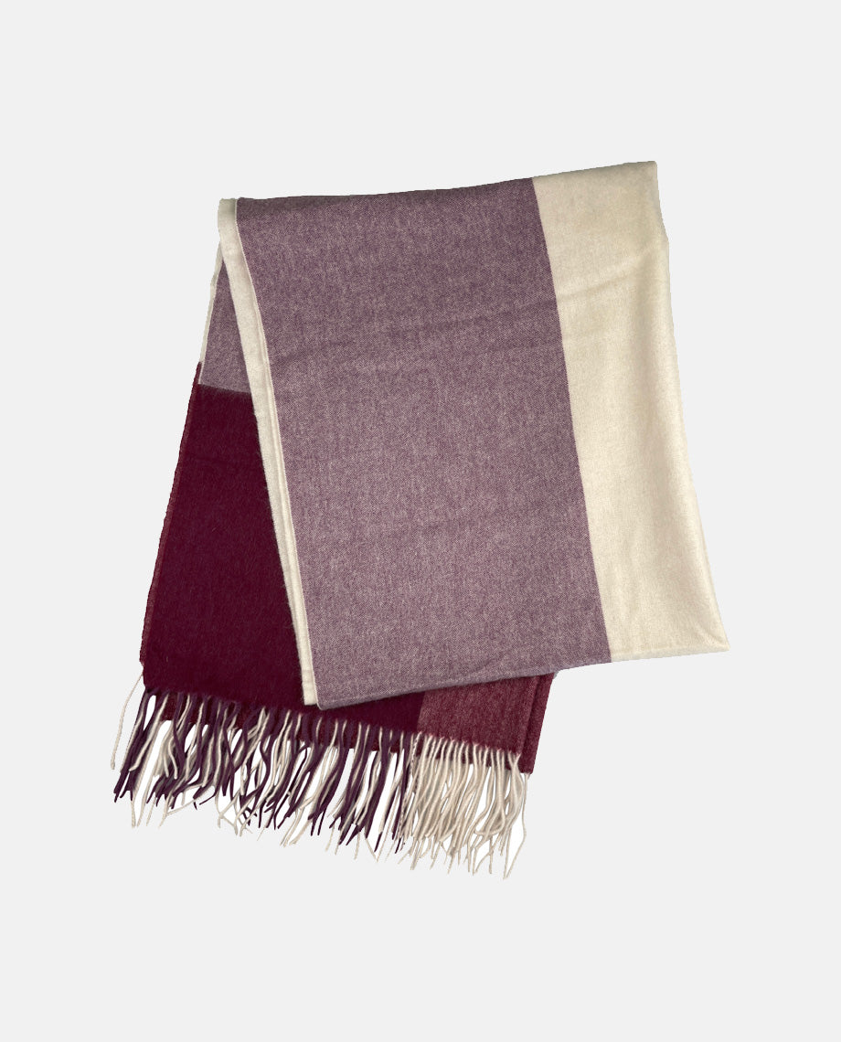 Wine & Cream Cashmere Scarf