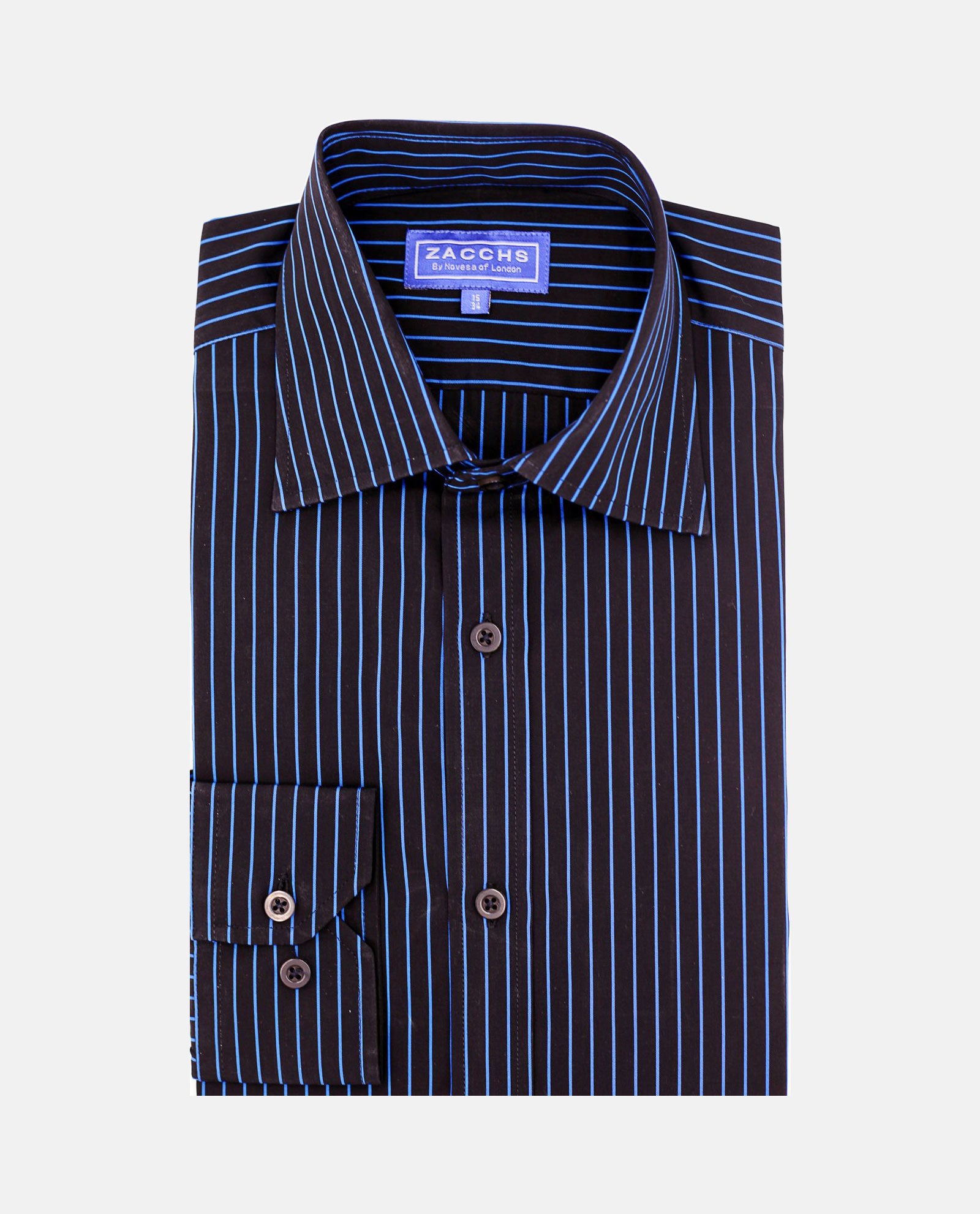 Blue Pin Stripe on Black Shirt