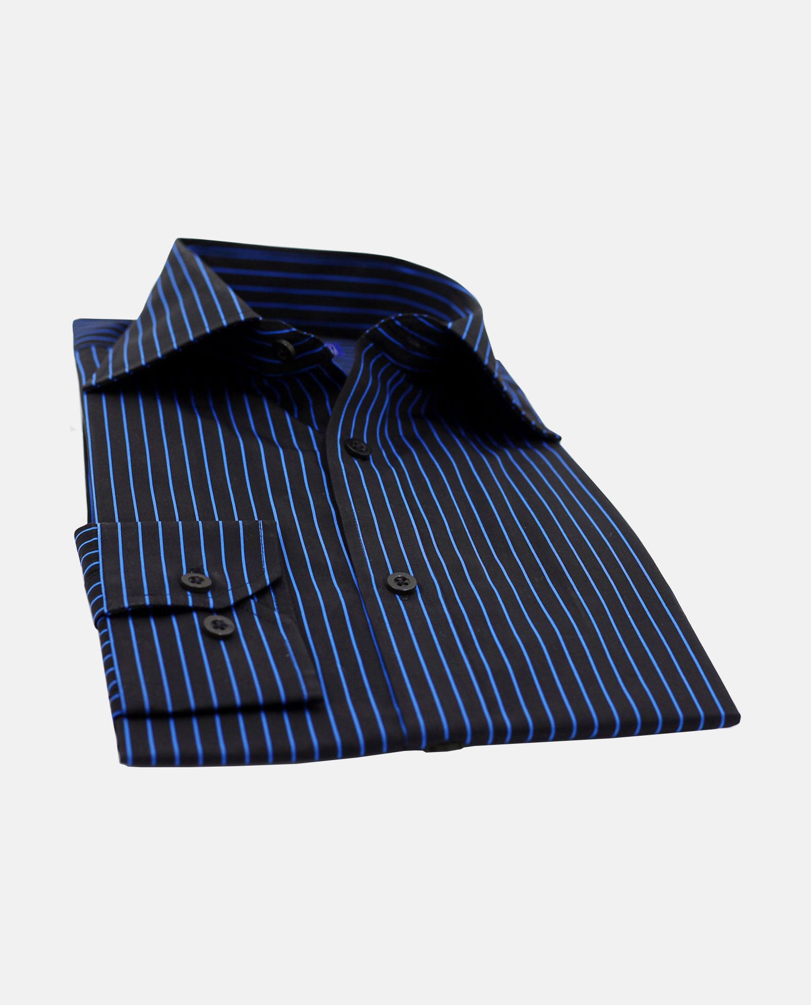 Blue Pin Stripe on Black Shirt