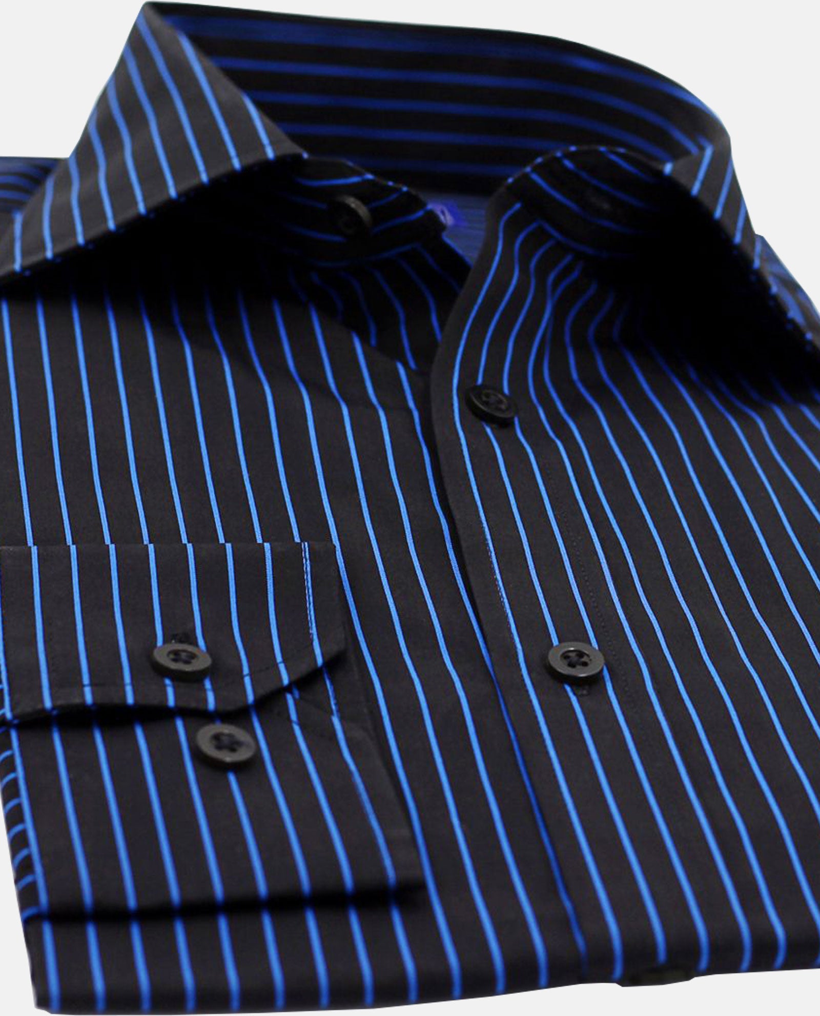 Blue Pin Stripe on Black Shirt