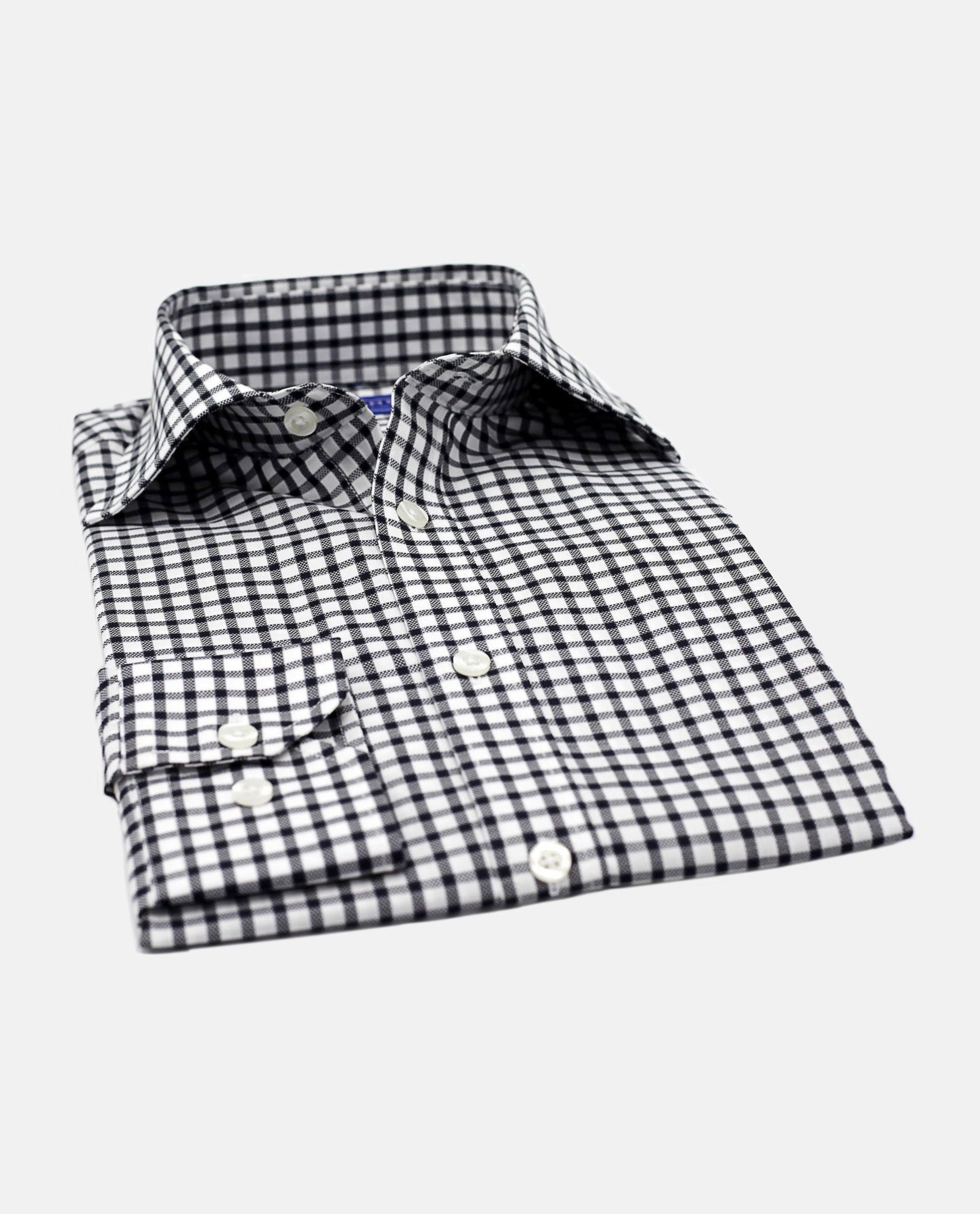 Black and Grey Microcheck Gingham Shirt