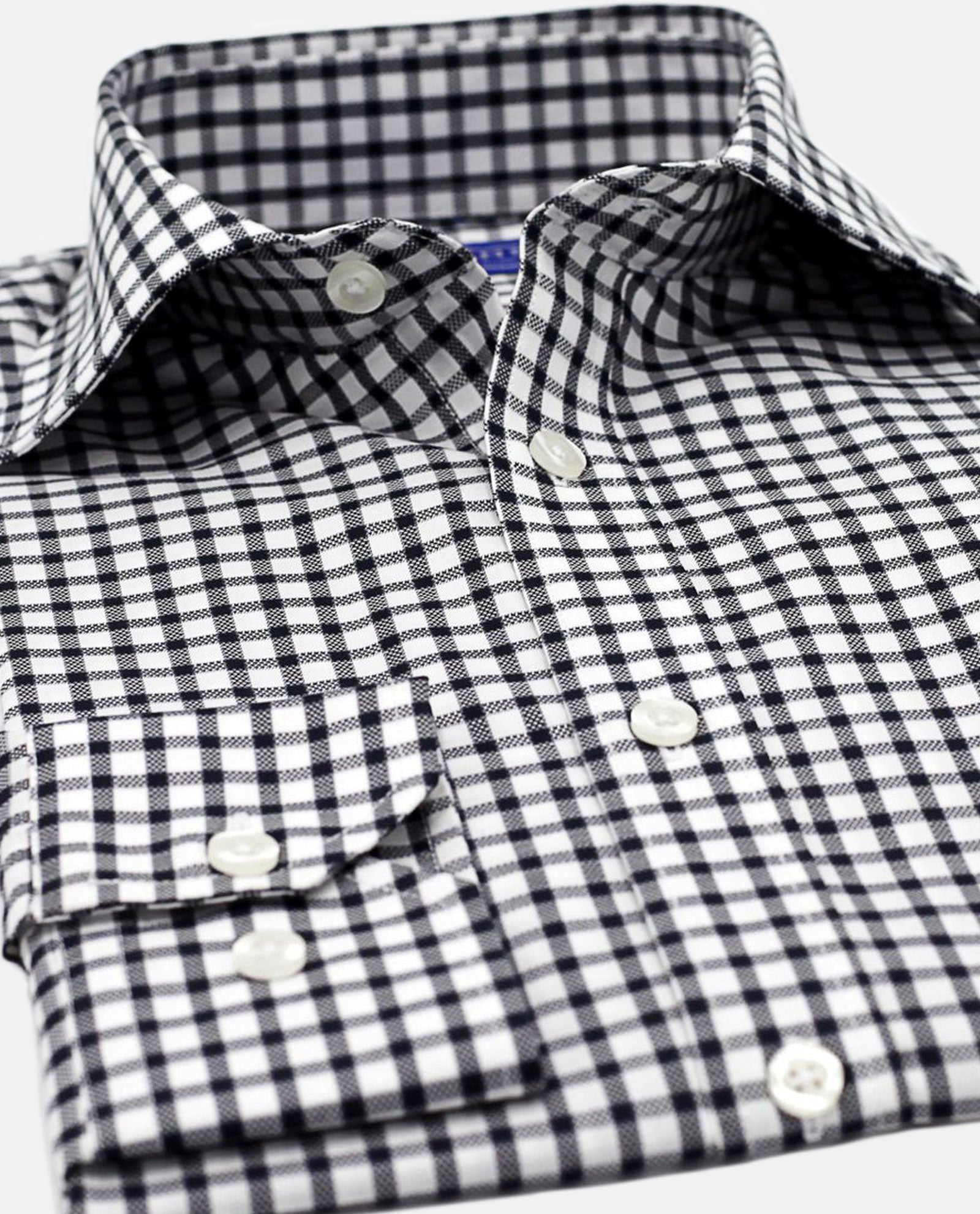 Black and Grey Microcheck Gingham Shirt